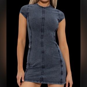 Zara Dark Wash Denim Mini Dress stock photo slightly different